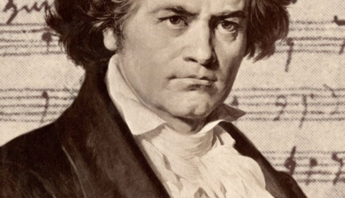 A black and white photo of beethoven