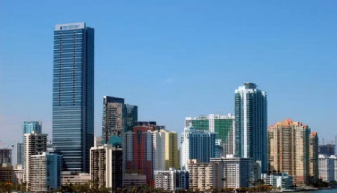 A view of the city skyline from across the water.