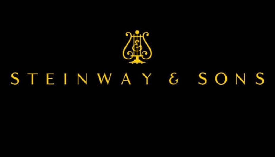 A black and gold logo for steinway & sons.