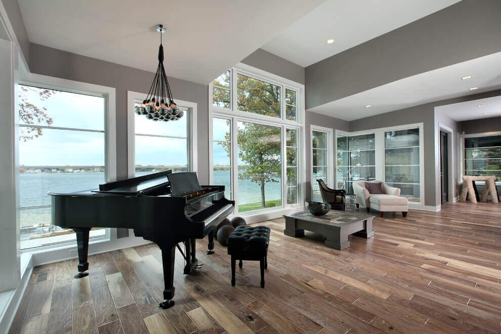 living room design with grand piano