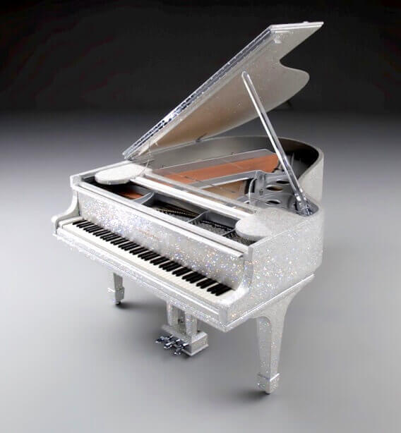 Goldfinch Swarovski crystal piano