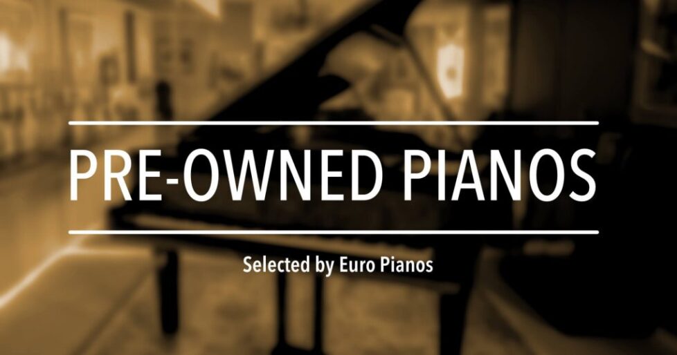 A piano is shown with the words " re-owned pianos " written above it.