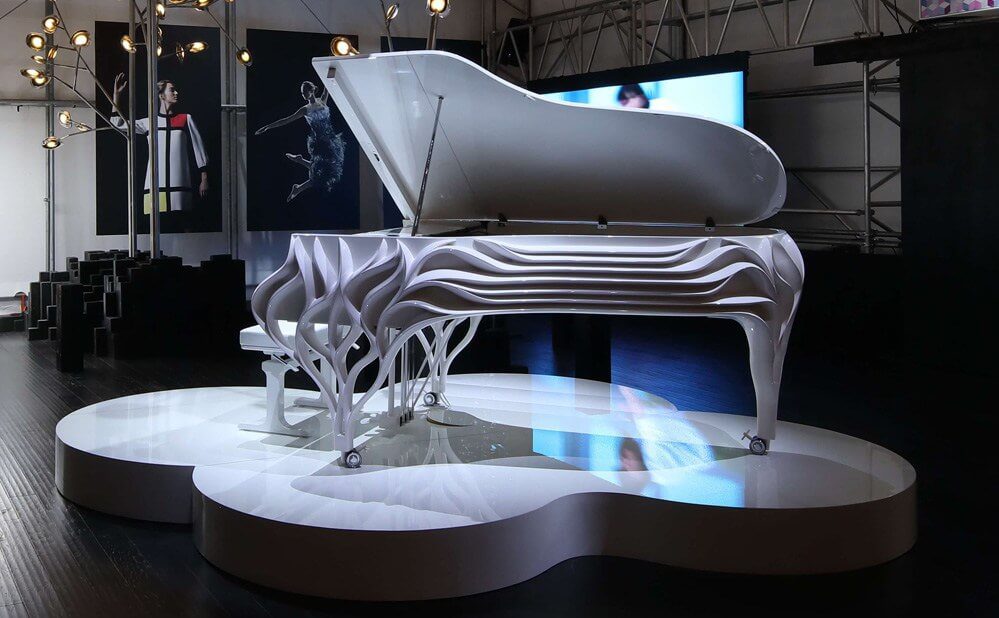 The Fazioli Butterfly Piano at the “Fight for Beauty” exhibition. Photo: Ema Peter